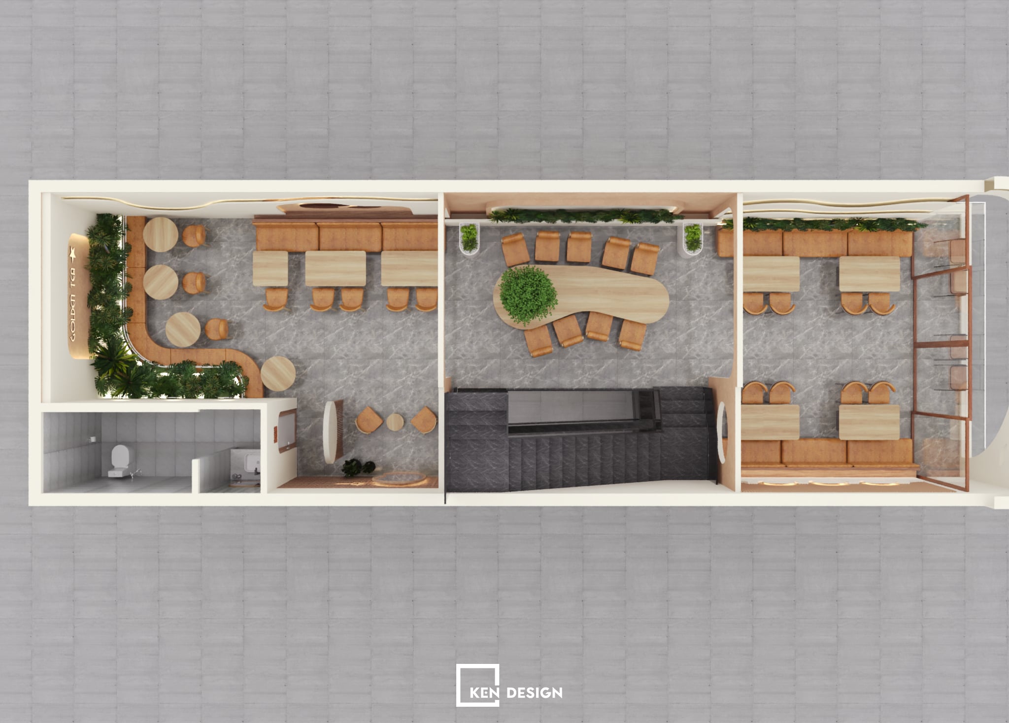 Thiết kế quán Golden tea & coffee tại Hưng Yên